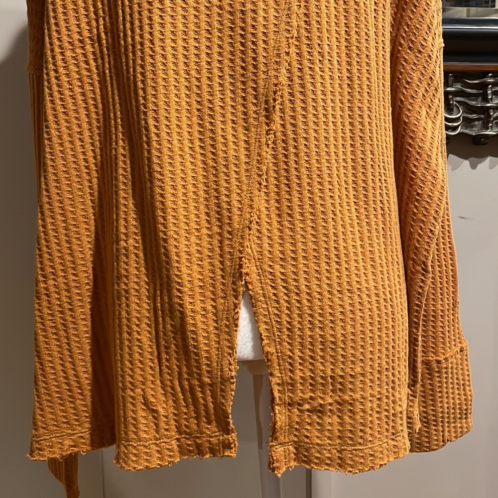 Free People Canyon Moon Waffle Mustard Oversized Surplice Back Top S/M/L/XL NWT - Picture 12 of 16